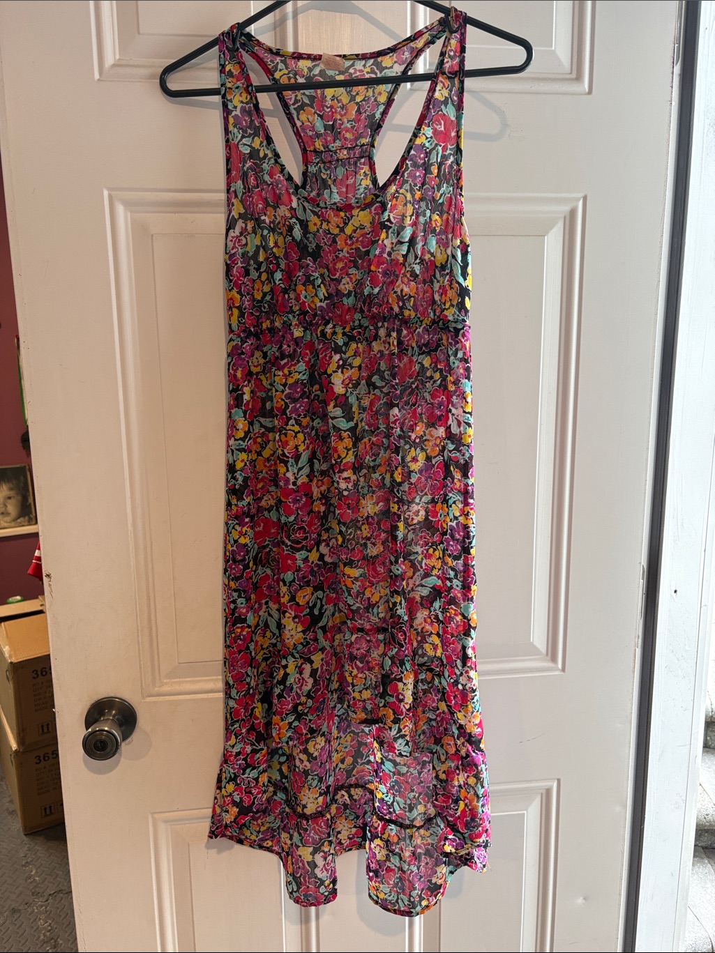 Xhilaration Floral Tank Top In Pink, Orange, Yellow, Aqua, Black